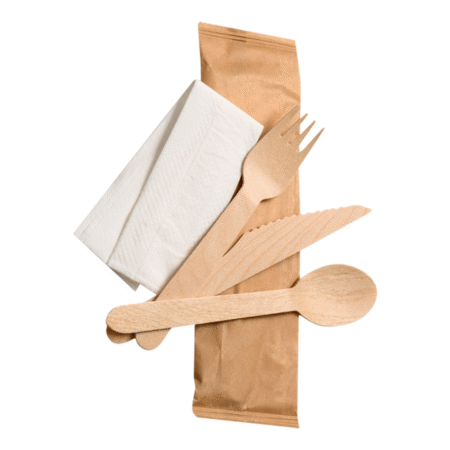 3 IN 1-WOODEN CUTLERY MEAL PACK (FORK+KNIFE+NAPKIN)