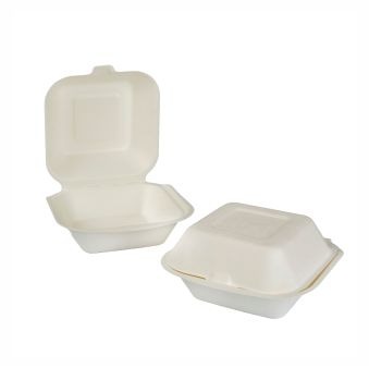 BIODEGRADABLE SQUARE BAGASSE BURGER BOX HP6