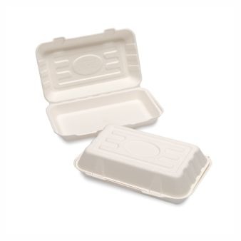 BAGASSE MEAL BOX 2 COMP ,WHITE MP2
