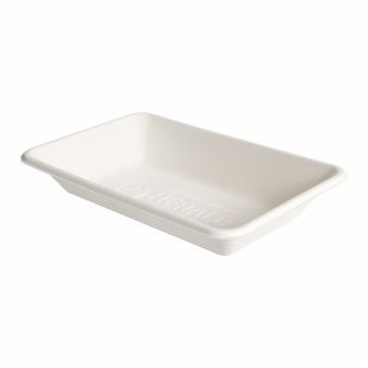 BAGASSE CHIP SIZE TRAY WHITE