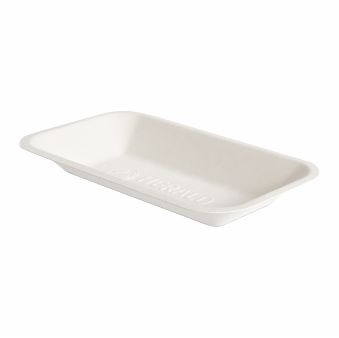 BAGASSE CHIP TRAY WHITE (C1)
