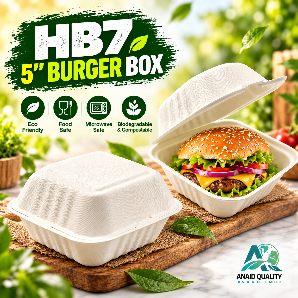 Bagasse Small Burger Box HB7